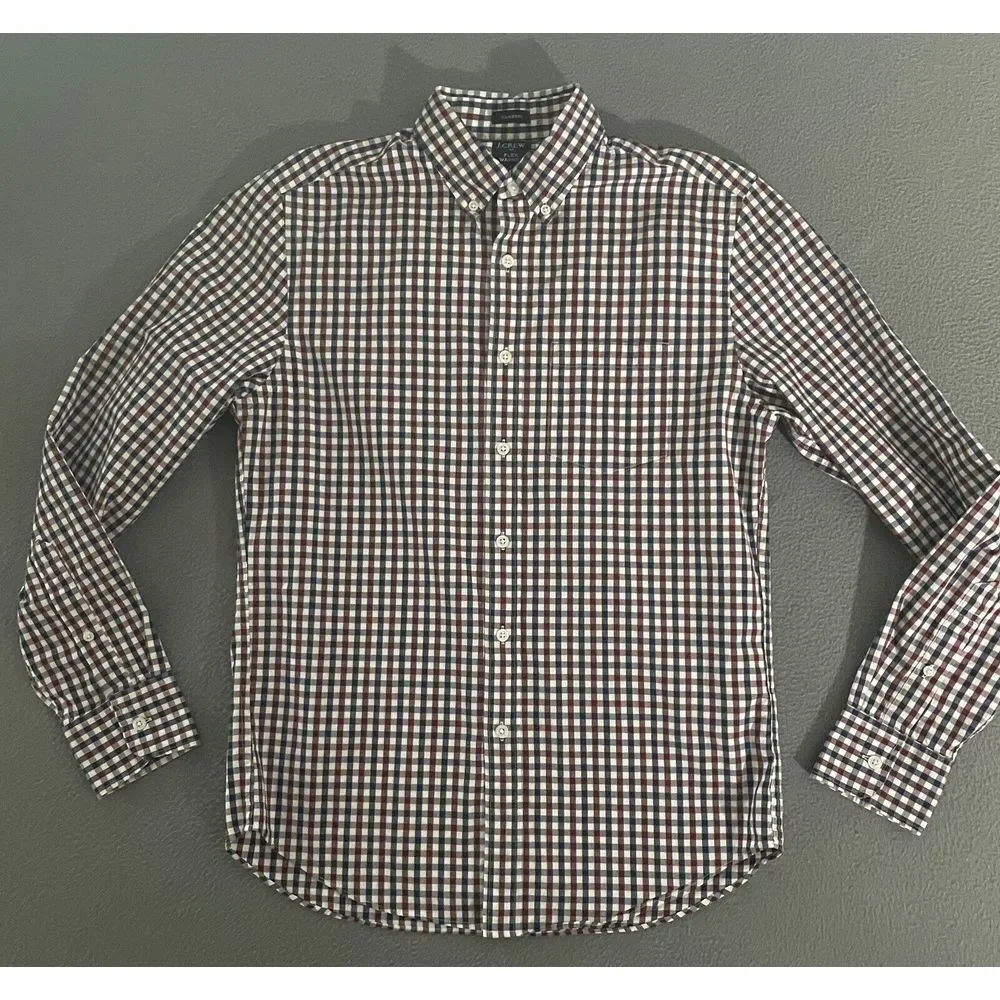 J Crew Shirt‎ Mens S Flex Washed Red Plaid Long Sleeve Button Down